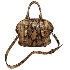 Michael Kors Faux Python Snakeskin Satchel Bag + Adjustable Shoulder Strap